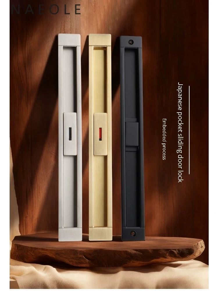 Japanese Style Pocket Sliding Door Lock, Embedded Sliding Rail Folding Door with Indicator, Universal Built-in Safety Lock view 5