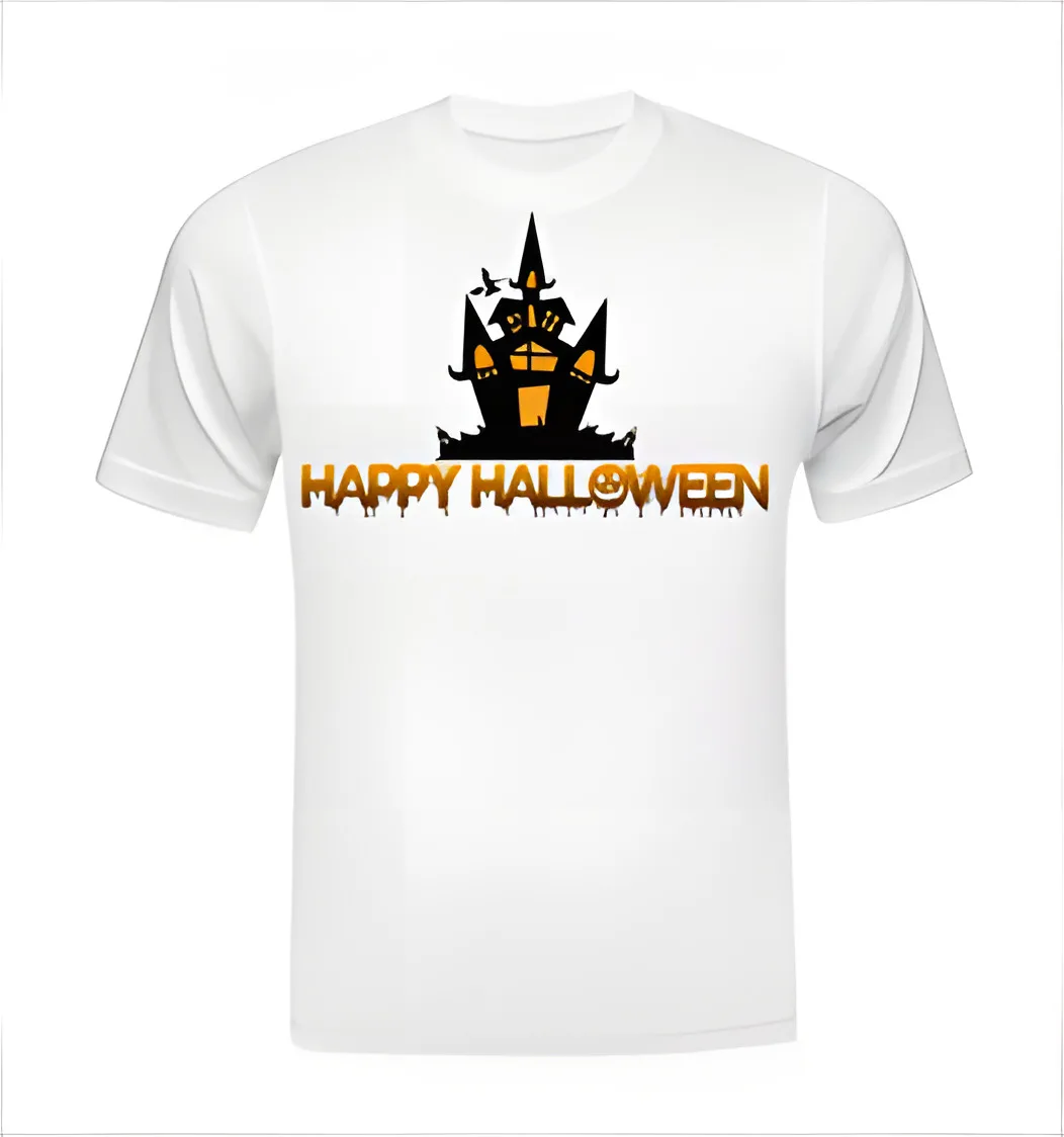 

Happy Halloween Gothic Style Logo T-shirts for Men Horror Theme Casual Tshirt