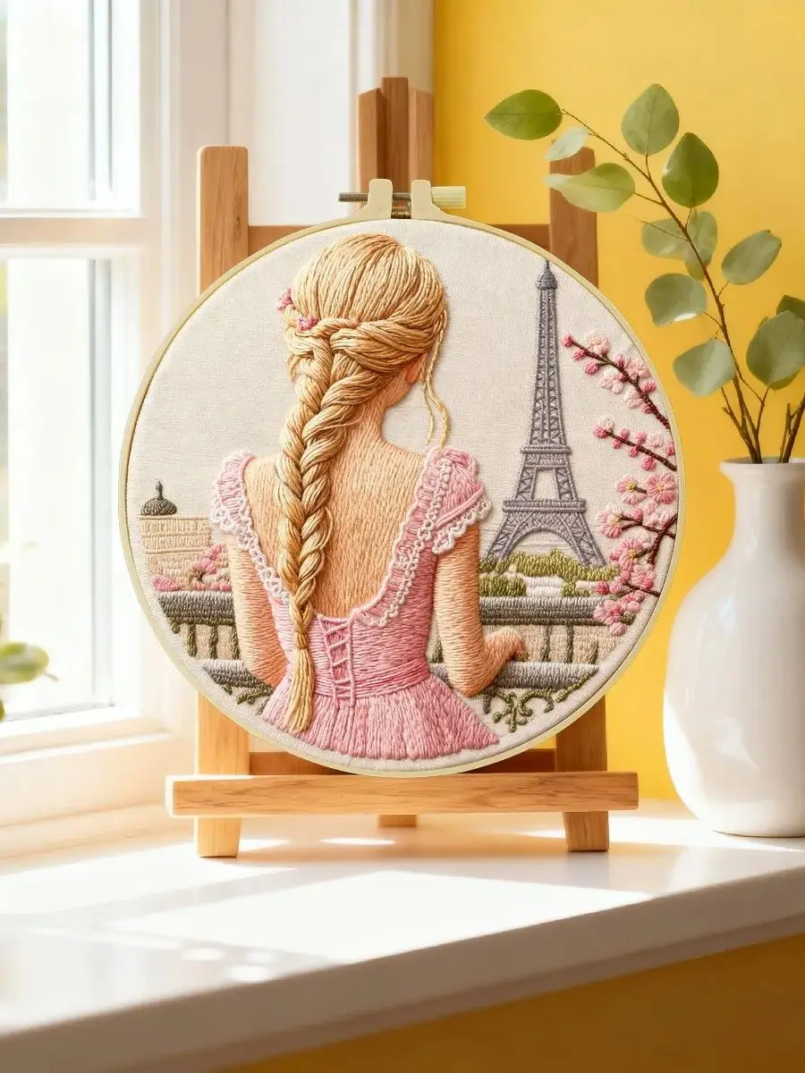 1 Stück 20X20CM/15X15CM 7,87/6,3 Zoll Der Turm und die Schönheit Stickerei Starter-Kit DIY-Kit DIY-Stickerei-Set Handarbeiten – Detail 6