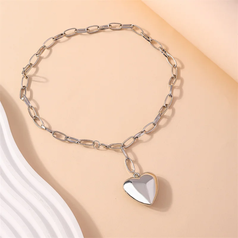 Aihua Punk Großer Herzanhänger Choker-Halskette für Frauen Vintage Klobige Schwere Kette Grunge-Schmuck Steampunk Herren – Detail 6