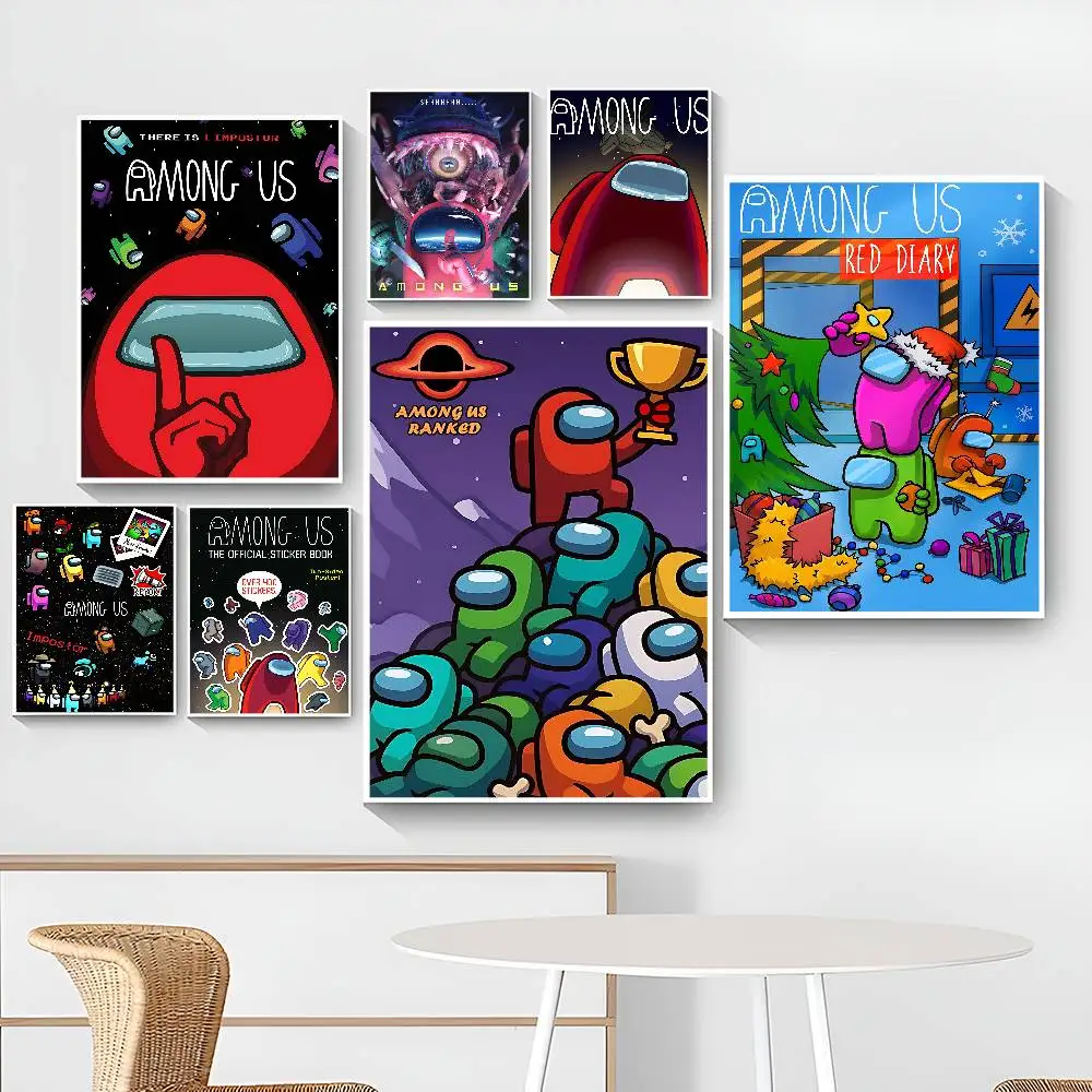 A-Among U-Us لعبة الفيلم لزجة الملصقات الرجعية كرافت ورقة ملصق DIY غرفة بار مقهى الجمالية الفن طلاء جدران