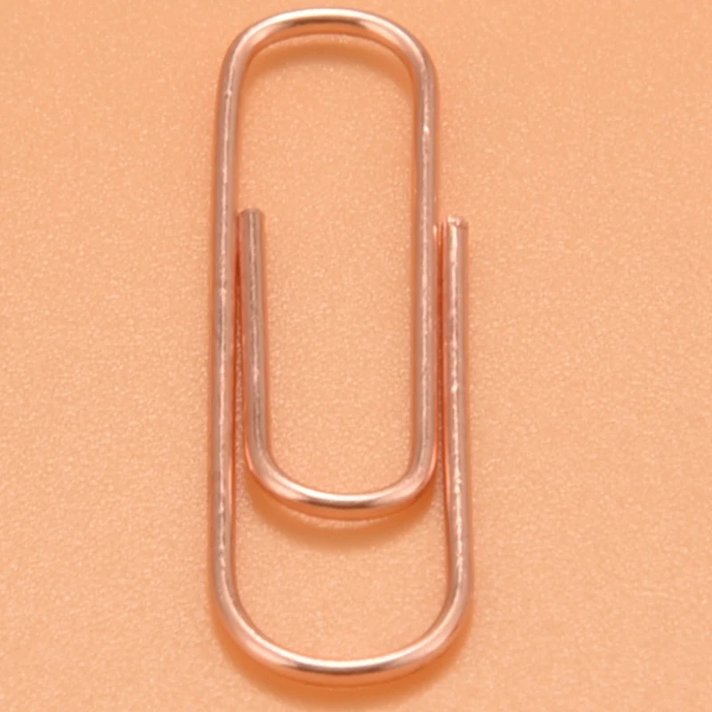 100 Paper Clips In Rose Gold Magnetic Clip Dispenser, Rose Gold Paper Clips Holder, 28Mm, Rose Gold, 100 Clips Per Box