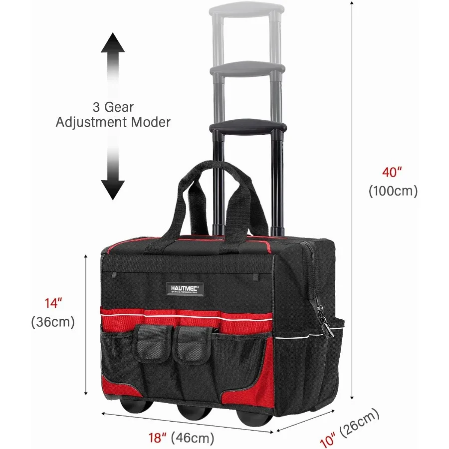 18 حقيبة أدوات دوارة مع عجلات 23 جيب منظم محمول في نسيج الثور المقاوم للماء تصميم واسع الفم عجلات كبيرة الحجم Te #3