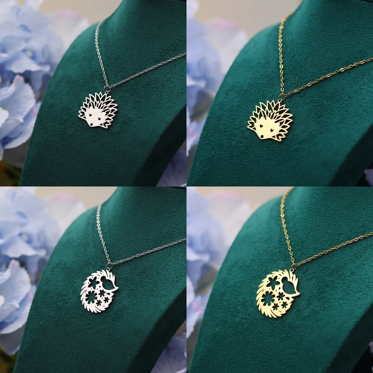 Collier pendentif hérisson creux en acier inoxydable, bijoux à la mode pour femmes, cadeau idéal