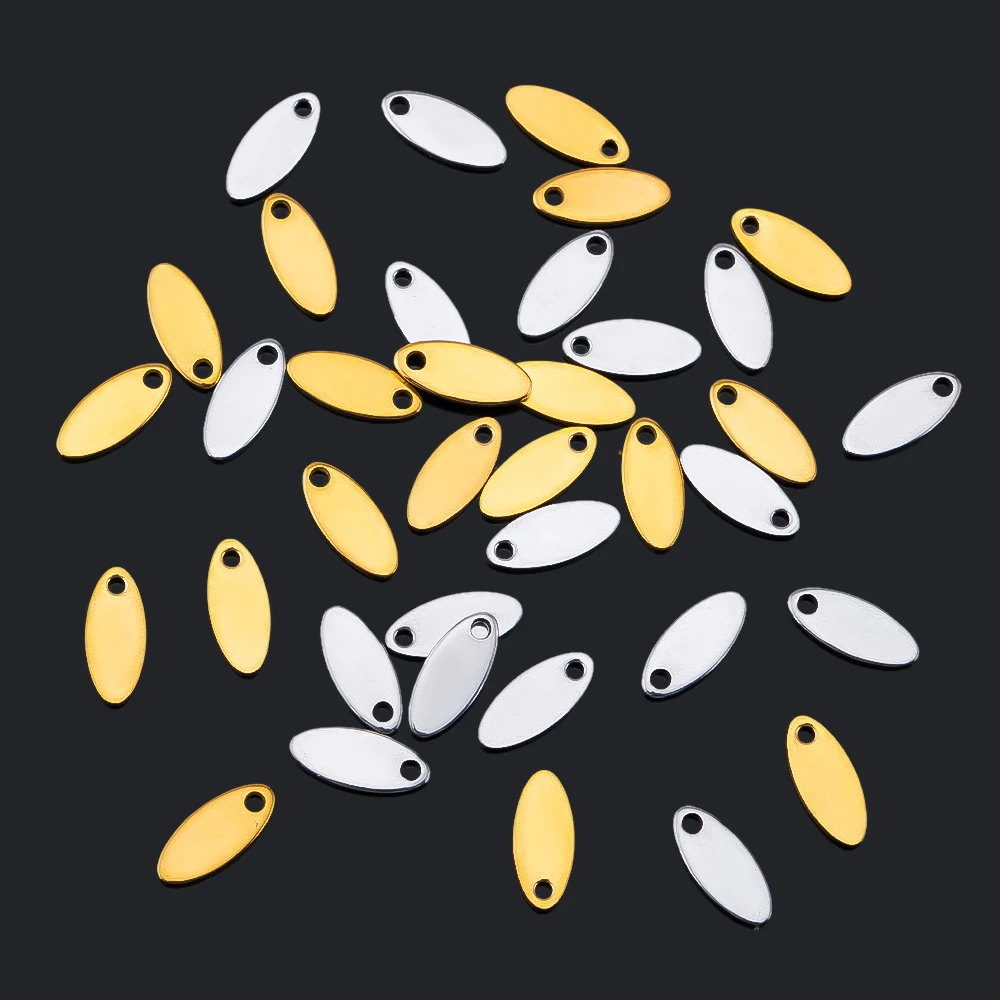 20pcs Gold Color Stainless Steel Customized Pet Tag Oval Pendants DIY Necklace Bracelet Earing Jewelry Making
