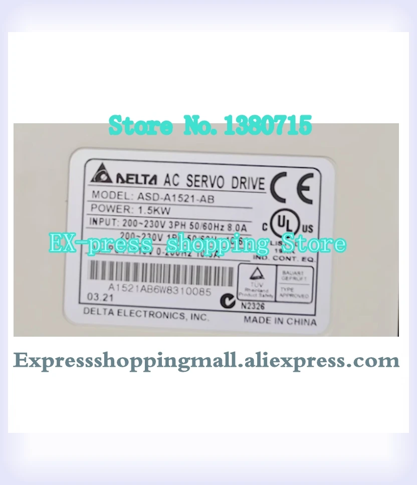 

Новый оригинальный ASD-A1521-AB 1ph 220V 1.5KW 8A энкодер с разрешением 2500ppr AC Sevor Drive