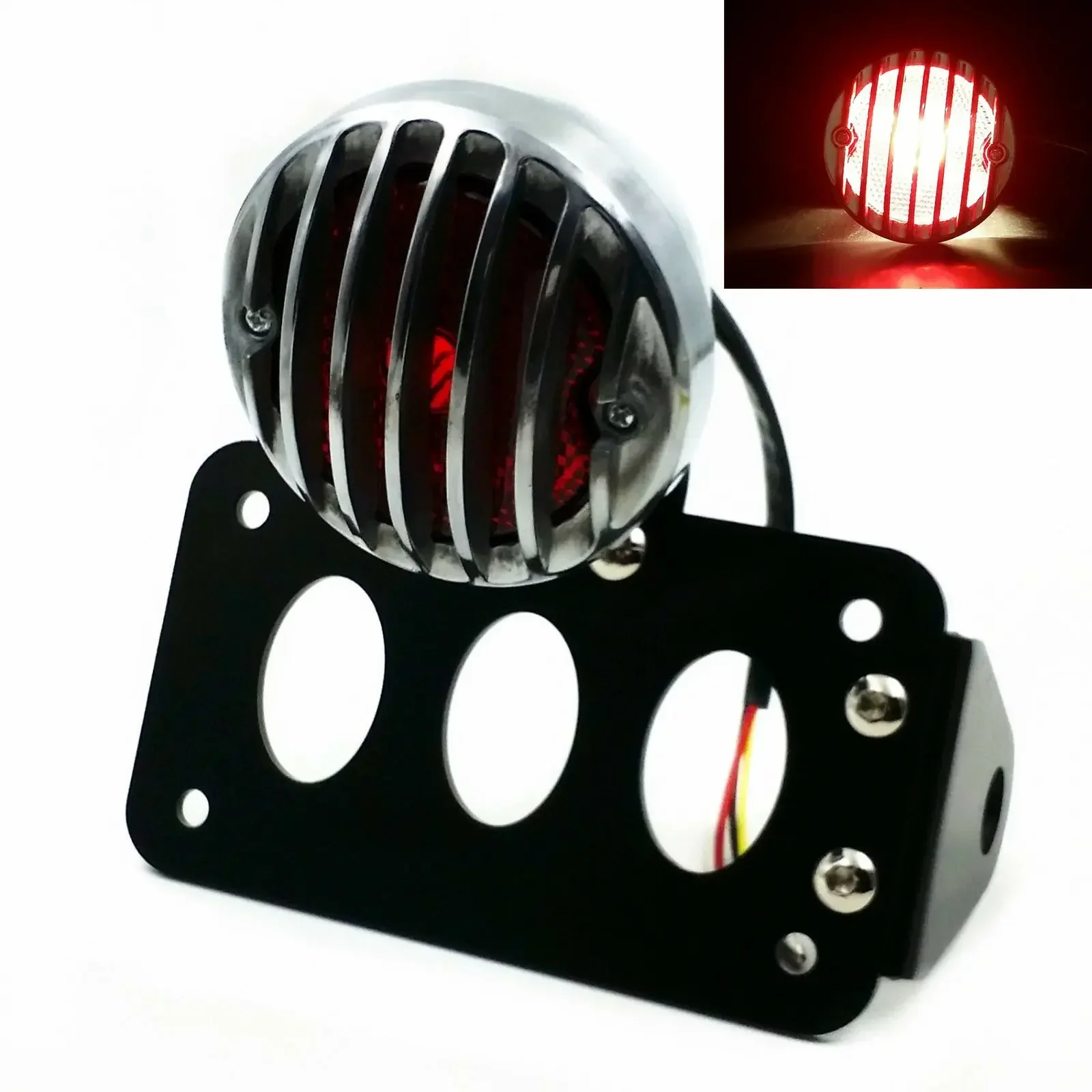 

Silver GRILLE BRAKE TAIL LIGHT SIDE MOUNT LICENSE PLATE BRACKET Bobber CB XS VN