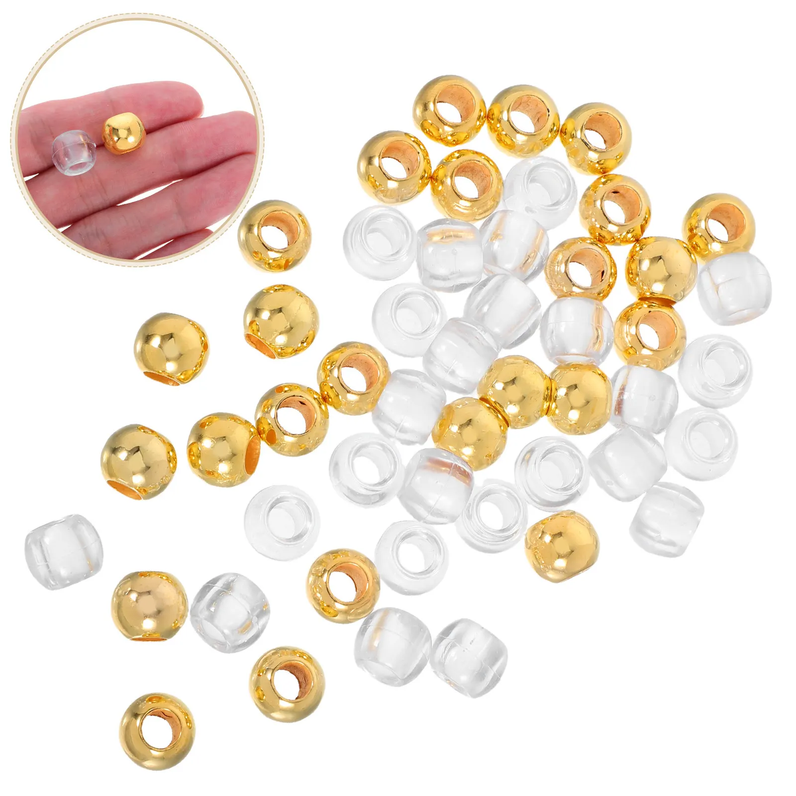 

50Pcs Transparent Craft Beads Large Hole for Braiding Dreadlock Hair Accessories Jewelry Making DIY Bracelets Necklaces Spacer