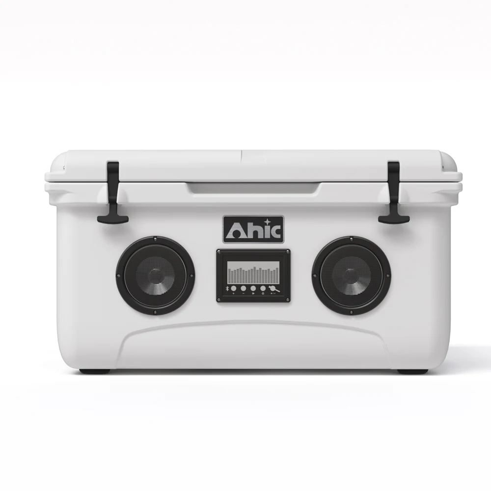 65L Thermal Portable PE Insulated Waterproof Camping Cooler Box Built-in Speakers for Food Picnics Outdoor Music Ice Chest
