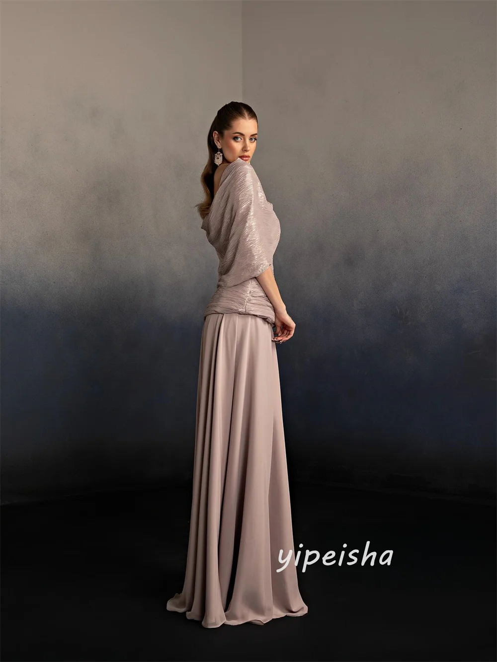 Customized Modern Style Exquisite Pleat Ruched Shawl A-line Strapless Long Dresses Evening Dresses Sizes Available High Quality image 3
