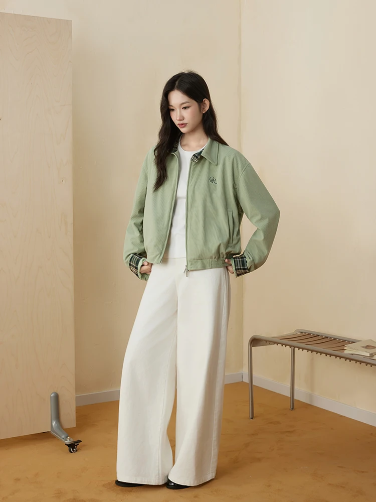 een Cappotto autunno inverno casual da donna in velluto a coste scozzese patchwork retrò ASS SPACE Tessuto in poliestere per spazio all'aperto selvaggio