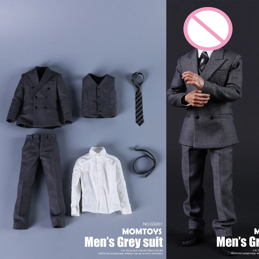 

MOMTOYS 1/6 GS001 Men's Gray Suit Clothes For 12" Soldier Action Figure Body Toy