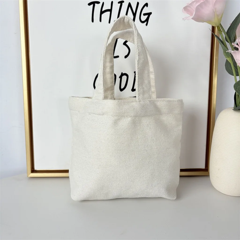 Gifts Bag Solid Color Small Tote Bag Portable Lunch Tote Lightweight Canvas Lunch Bag For Short Trips Walking Event Giveaways