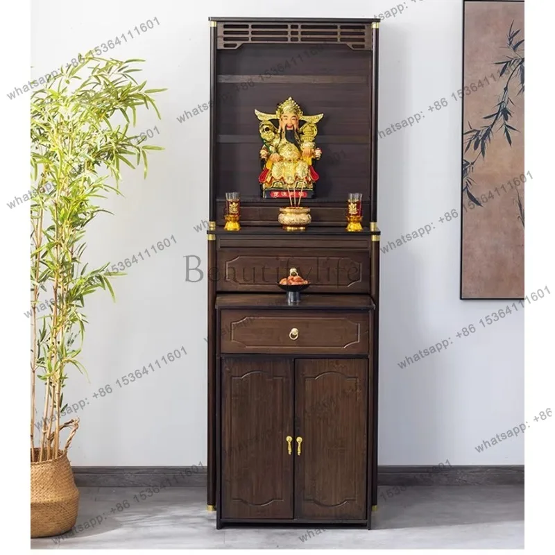 YJ New Chinese Style Shrine Cabinet for God of Wealth Home Altar Table Worship Stand Non-Solid Wood