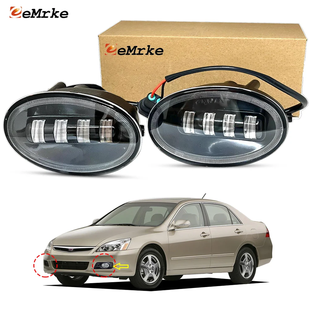 DIY LED Fog Lights For Honda Accord Sedan / Accord Hybrid North America UC1 2006 2007 White Yellow LED Fog Lamp DRL 40W Lens