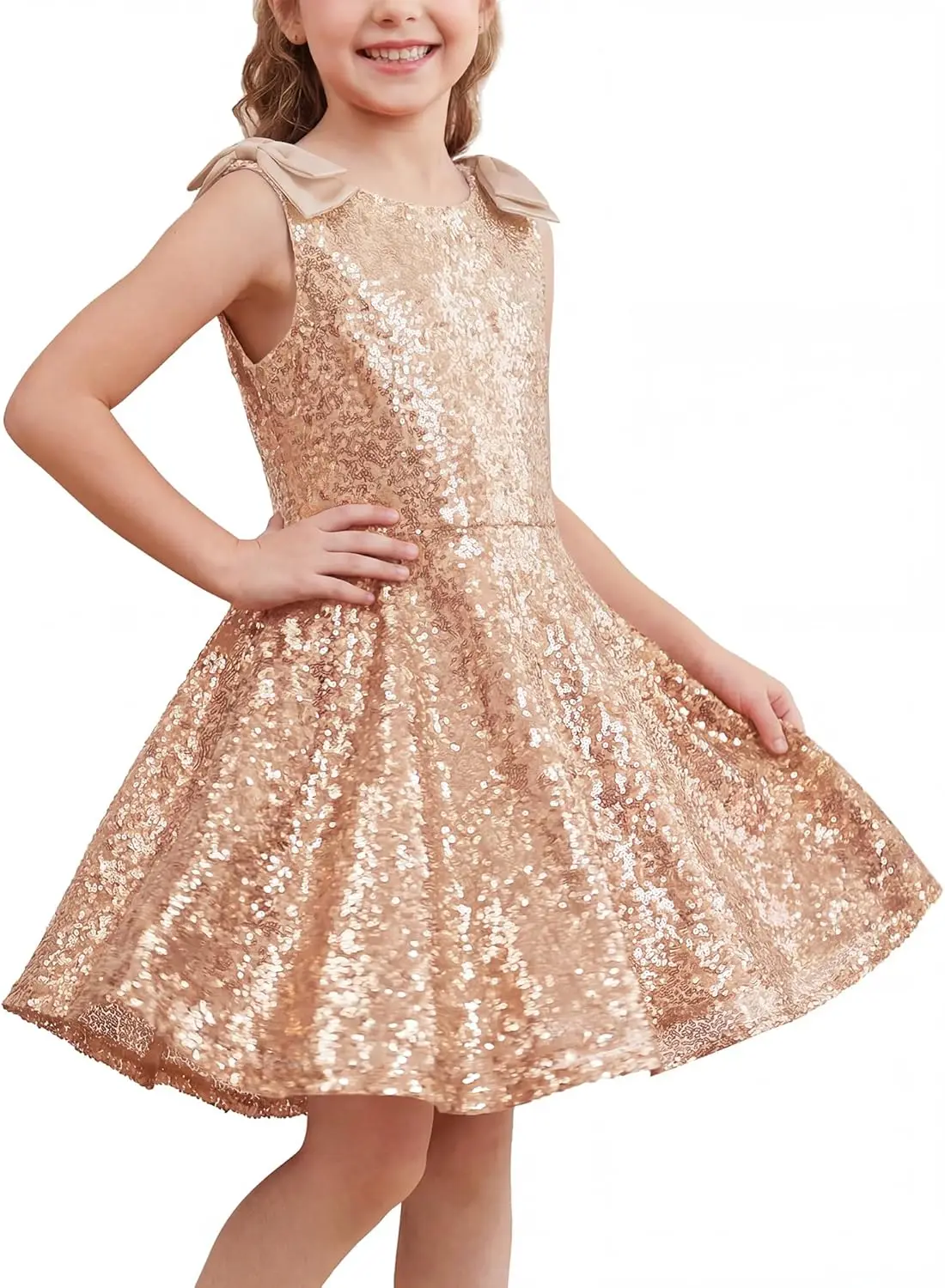 Stelle Girls Sequin Dress Sleeveless A-Line Sparkly Birthday Dresses Formal Party Fancy Dress Bridesmaid Dresses Princess Dress