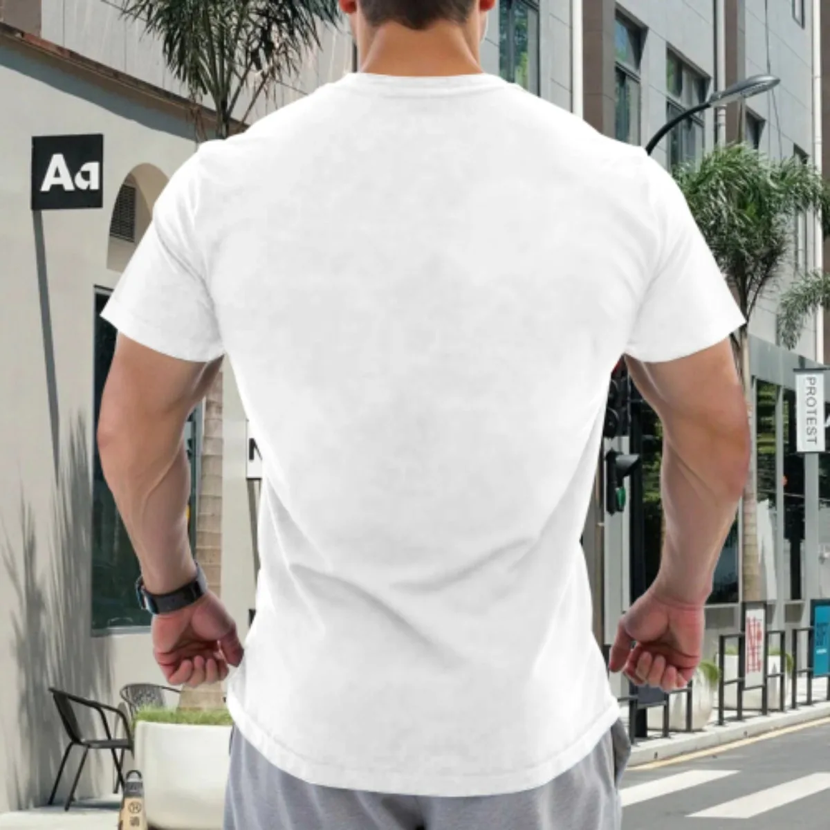 (220 Cotton T-Shirt)  Men's Religious Faith Multicolor Cross & Jesus Text Graphic Printed T-Shirt image 2