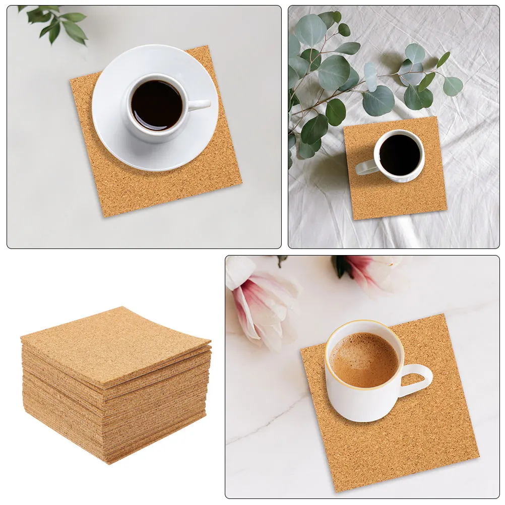 

60 Pcs Backed Cork Pad Square Coasters 4 Inch Self Squares Tiles for Adhesive Cork Coaster Walls DIY Crafting Home Decor