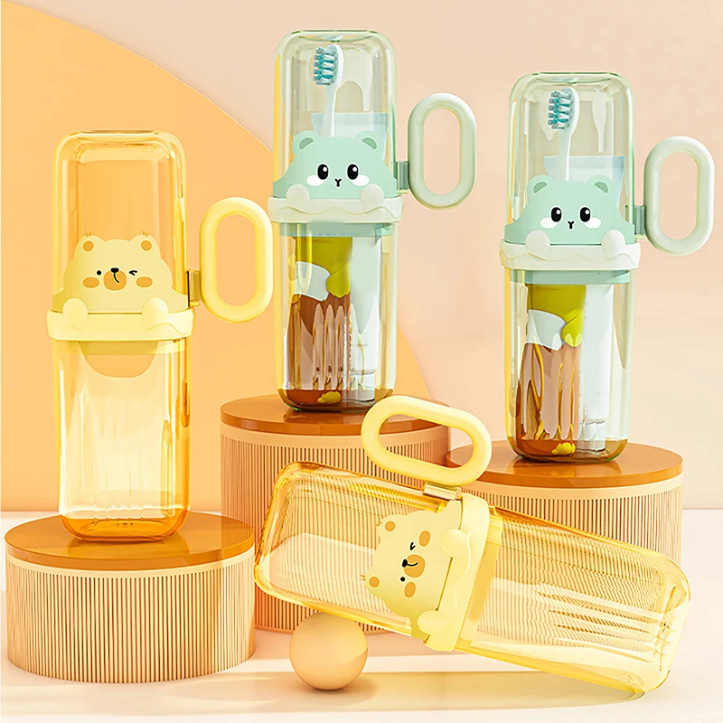 

Крышка чашки с рисунком из мультфильма, встроенная коробка для зубных щеток, портативный держатель для зубной пасты со слоном, держатель для зубных щеток, держатель для студенческого общежития