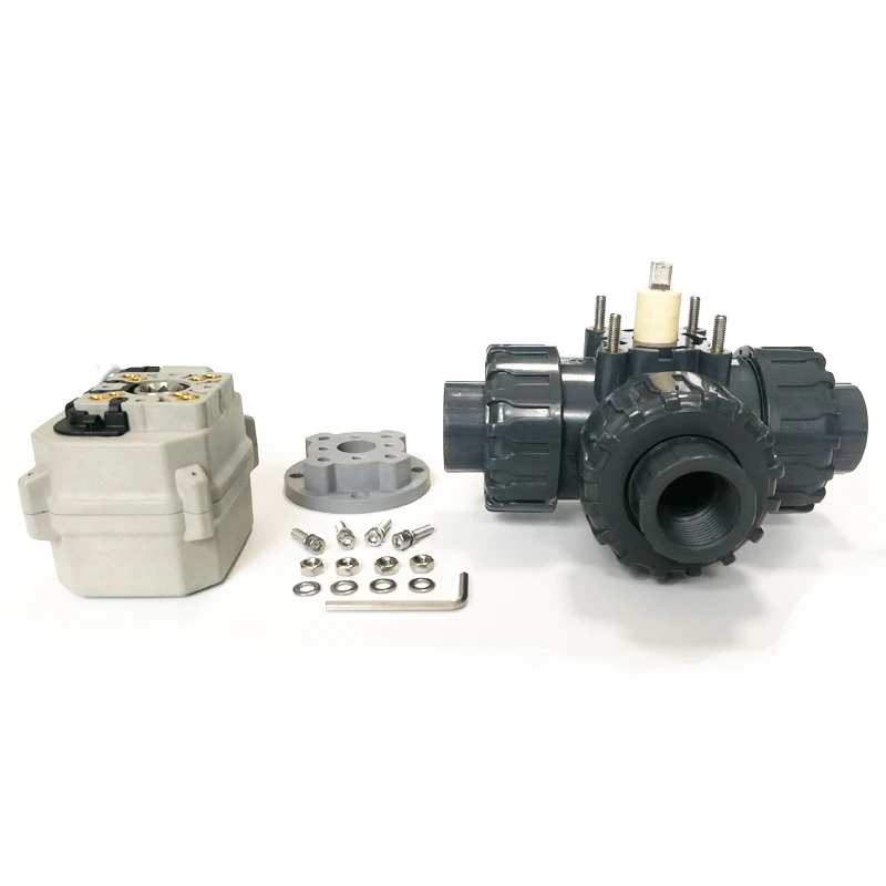 

DN15 3-ходовой пропорциональный клапан U-PVC, модульный клапан 1/2 дюйма 0–5 В, 0–10 В или 4–20 мА для клеевого соединения труб из ПВХ, резьба BSP, NPT