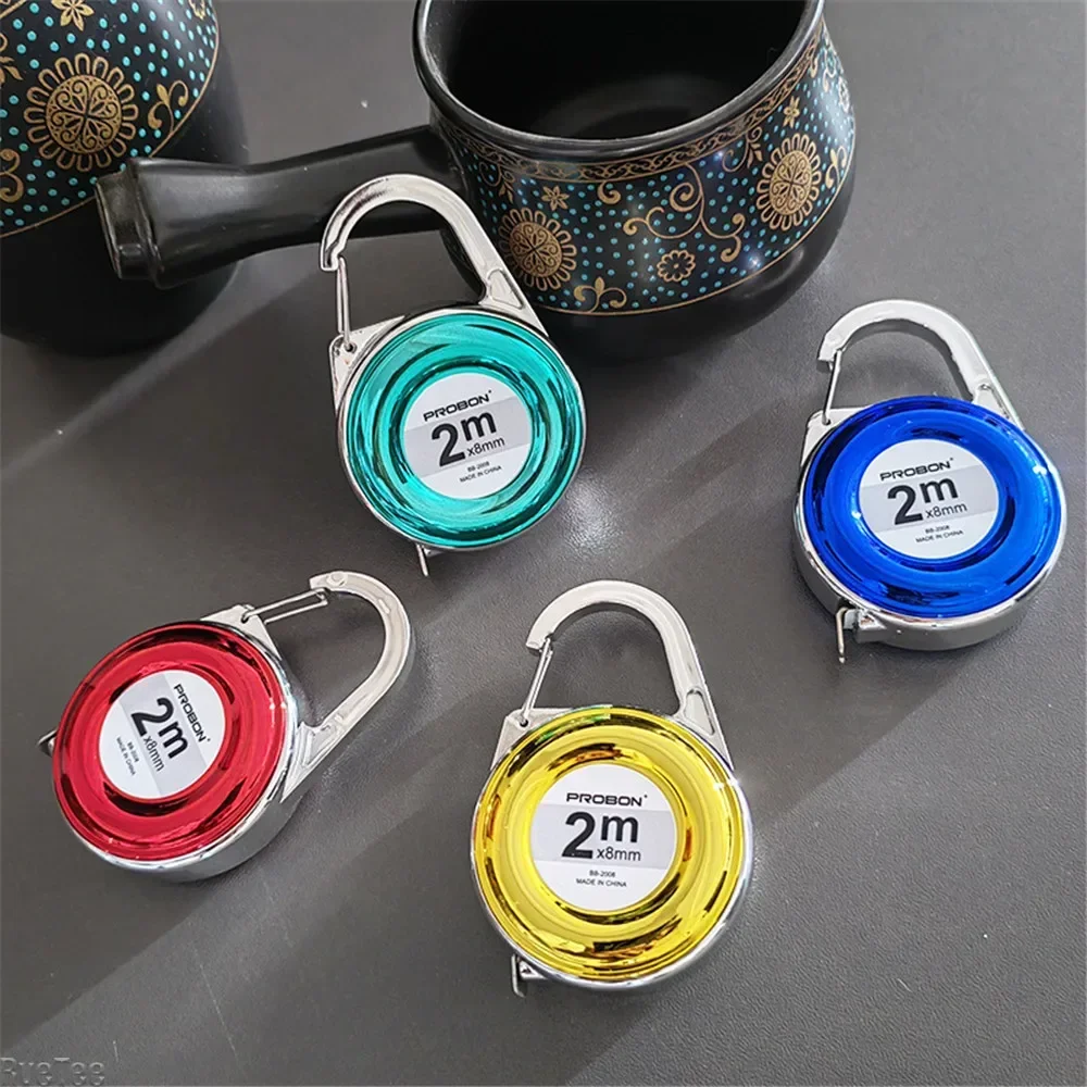 1pc Mini Keychain Tape Measure Multipurpose Steel Tape Measure Gift Ruler 2m Steel Tape Measure Delicate Small Steel Ruler