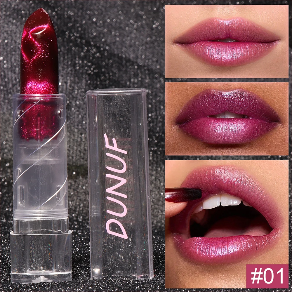 1Pc Shimmer Lipstick Matte Glitter Lip Tint Balm Waterproof Long Lasting Pearl Shine Lip Gloss Purple Red Shimmer Sexy Lip Make