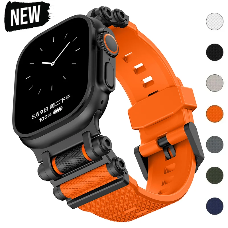 

Luxury Strap for Apple Watch Band Ultra 3/2 49mm 46mm 45mm 44mm 42mm TPU Silicone Bracelet for IWatch Series 11 10 9 8 7 SE 6 5