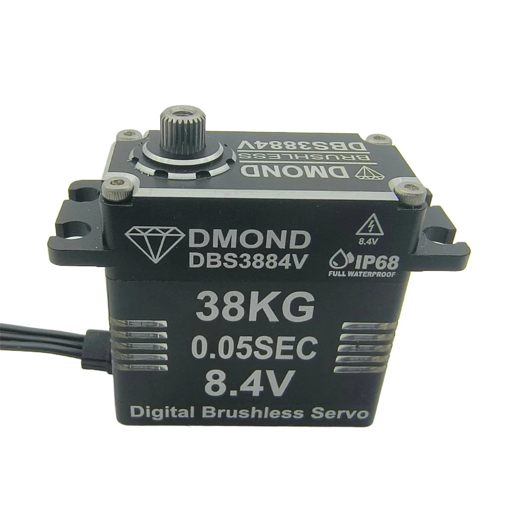 

DMOND DBS3884V DMOND NB 38 кг 0,05 секунд Бесщеточный 8,4 В IP68 Полностью водонепроницаемый сервопривод для 1/8 1/10 RC автомобильных гусеничных багги