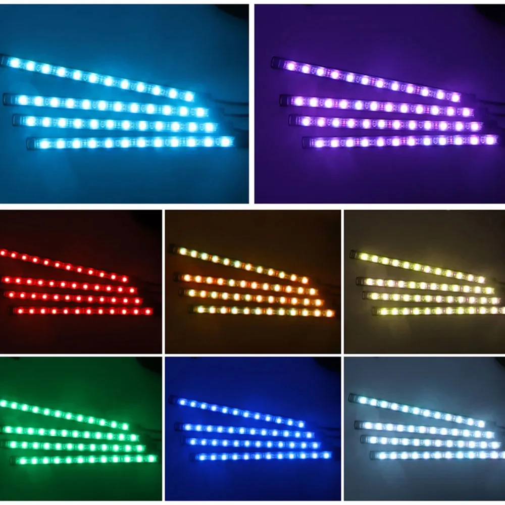 Samochodowy neonowy zestaw oświetlenia LED do wnętrza otoczenia Akcesoria Pilot USB Cig Kolorowa lampa dekoracyjna RGB Atmosphere