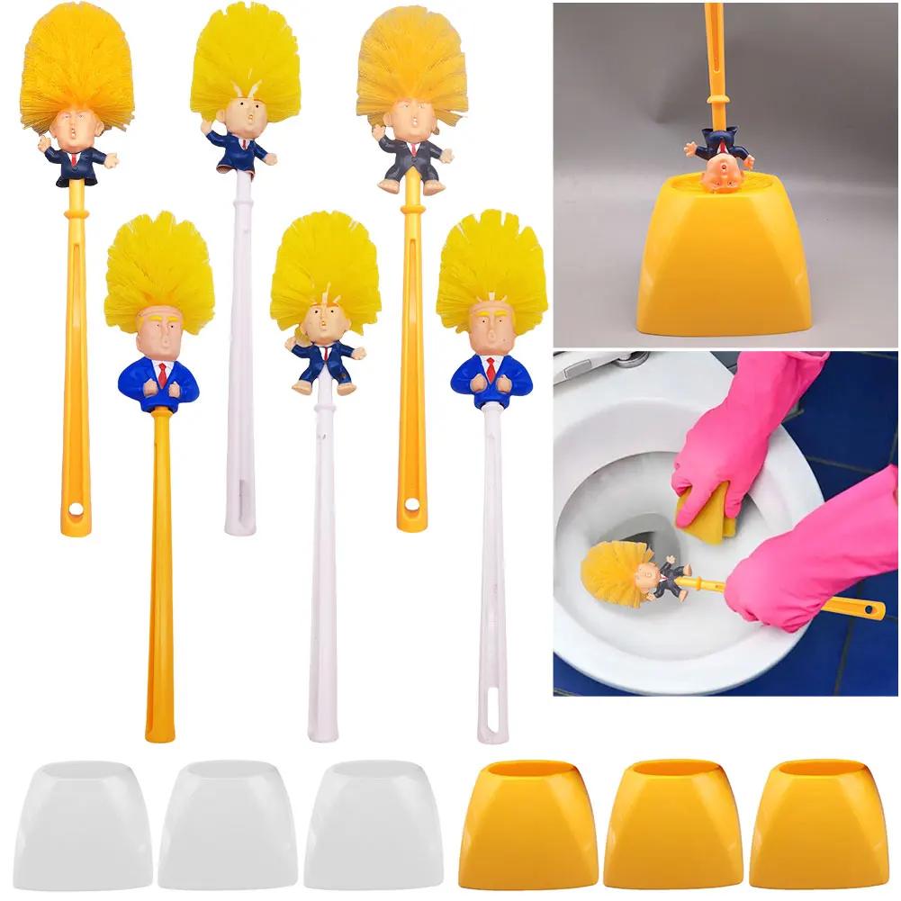 Donald Trump Lavatory Brush with Holder Trump Toilet Cleaning Brush Funny Toilet Bowl Brush Novelty Gifts for Bathroom Cleaning