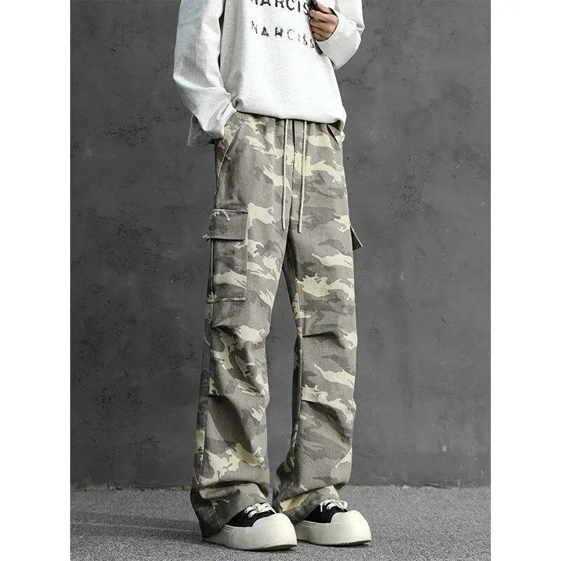 

American Sle Casual Camouflage Pants Men's Spring Cleanfit Workwear Loose Fit Straight Leg Wide Leg Leisure Trousers
