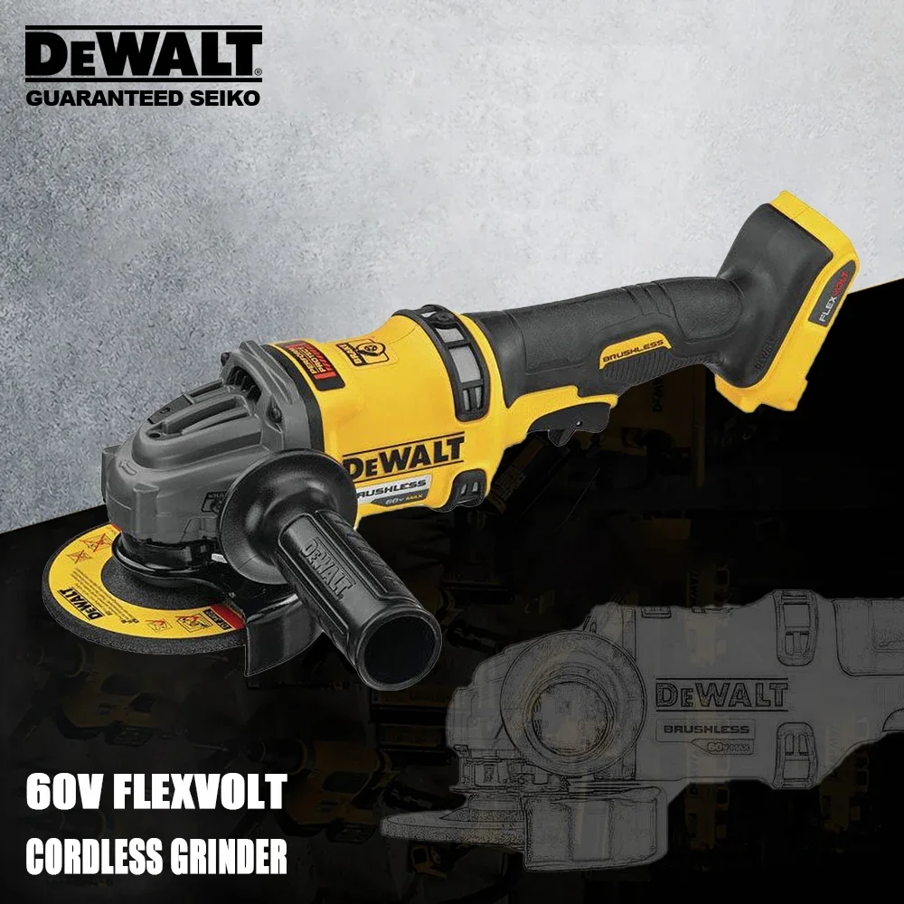 

Dewalt FlexVolt 60v Cordless Angle Grinder Rechargerable Brushless DCG418 125mm M14 9000rpm E-CLUTCH Protection Heavy Duty