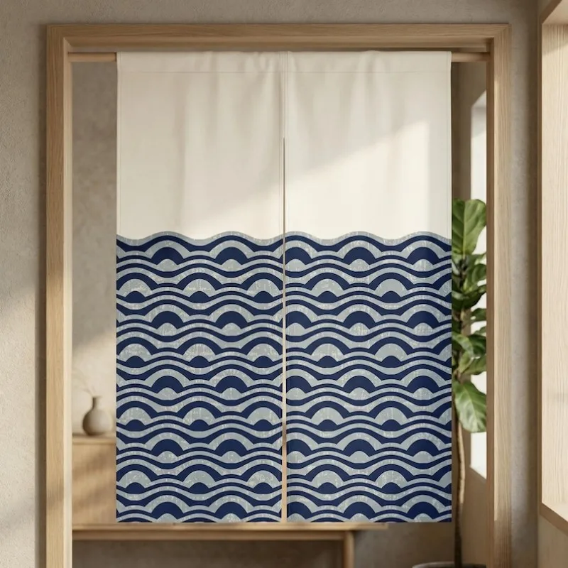 VIKAMA Japanese Style Ukiyo-e Printed Door Curtains For Bedrooms, Kitchens, Bathrooms, Linen Partition Curtains Home Decor