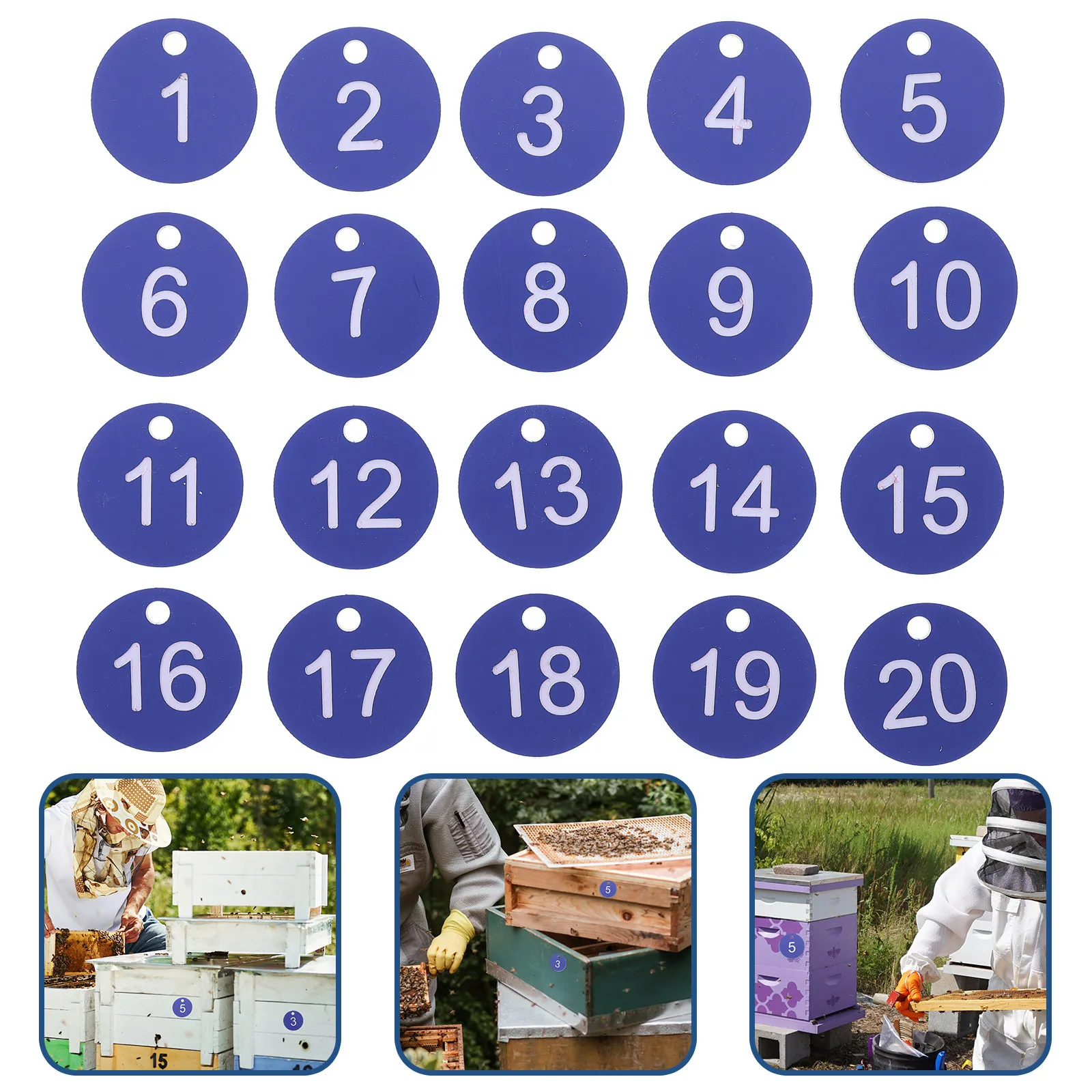 20Pcs Beekeeping Box Number Signs Plastic Labels 0-20 Colorfast Lightweight Hive Management Tools