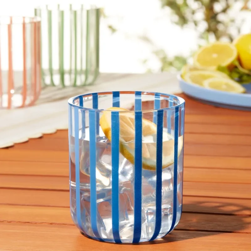 by Becky G. & Alejandra 14-Ounce Short Acrylic Stripe Line Tumbler, Blue image 2
