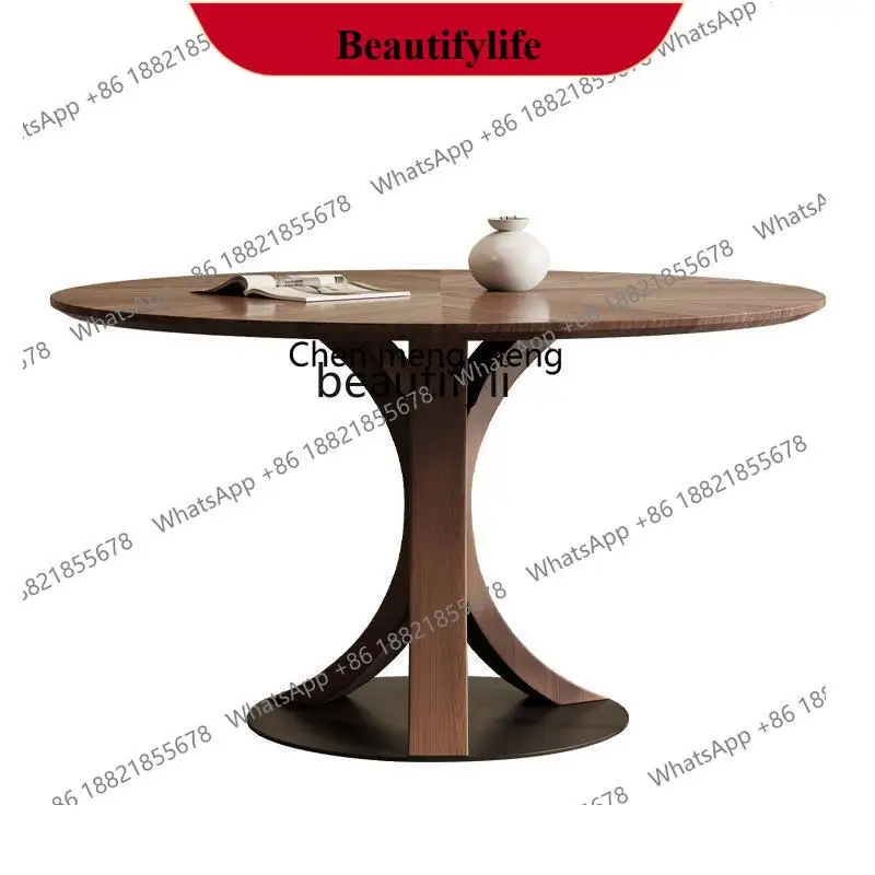 

z183 Nordic solid wood French retro round table household dining table and chair combination cafe negotiation table