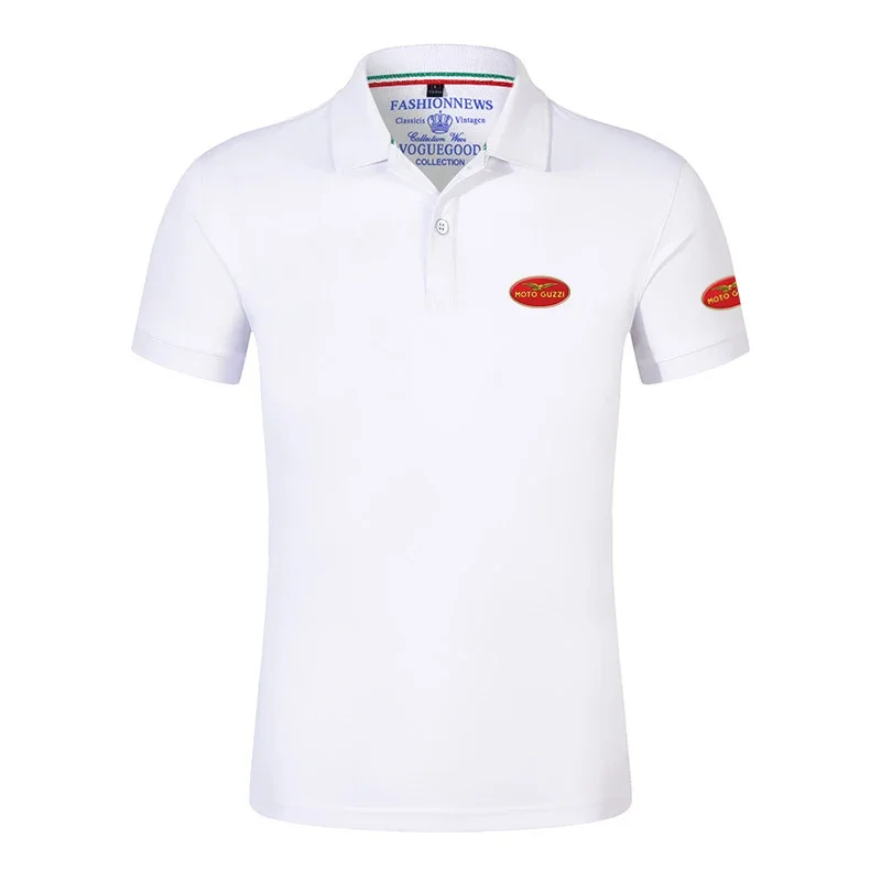 Polo de manga corta con estampado para hombre, Camiseta de algodón informal de alta calidad que combina con todo, color sólido, a la moda, MOTO GUZZI, novedad de 2024