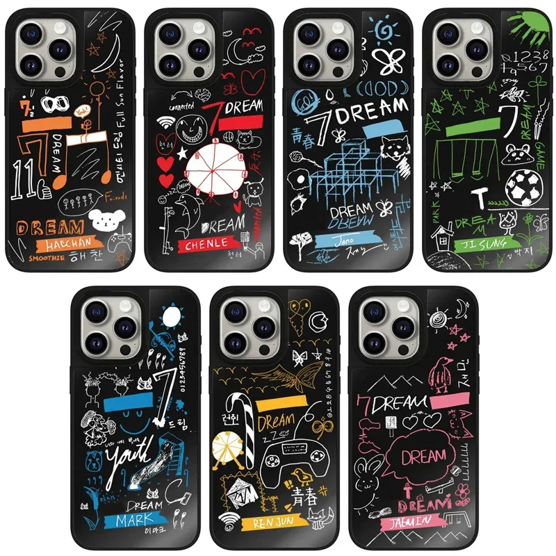 

Mirror Magnetic Kpop Dream Graffiti Engraved Letters Phone Case Cover for iPhone 11 12 13 14 15 Pro Max Case