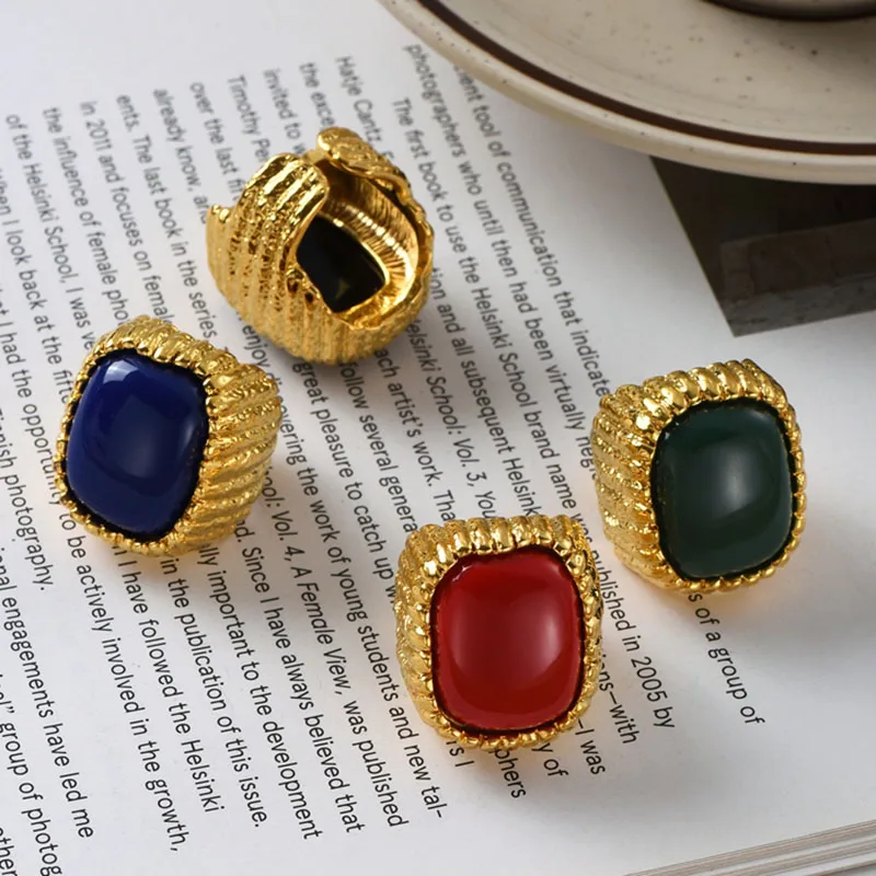 Big colored resin chunky rings for women statement cocktail rings luxury designer jewelry new in 2024