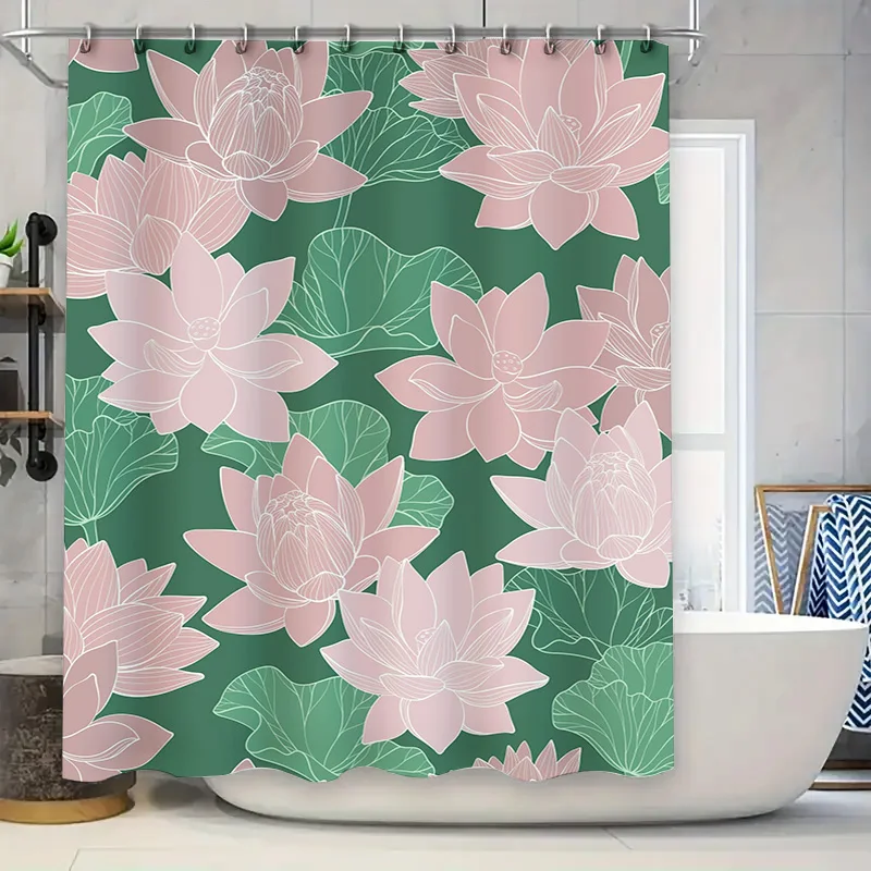 

LOTUS FLOWER SHOWER CURTAIN ДОМАШНИЙ ПРОДУКТ ДЕКОРАЦИИ С ВОДЯНОЙ ВОДОНЕПРОНИКОЙ МАТЕРИАЛЬНОЙ И ВИНТАЖНОЙ ДИЗАЙН ДЛЯ ВАННОЙ АБО ЛЮКОЙ