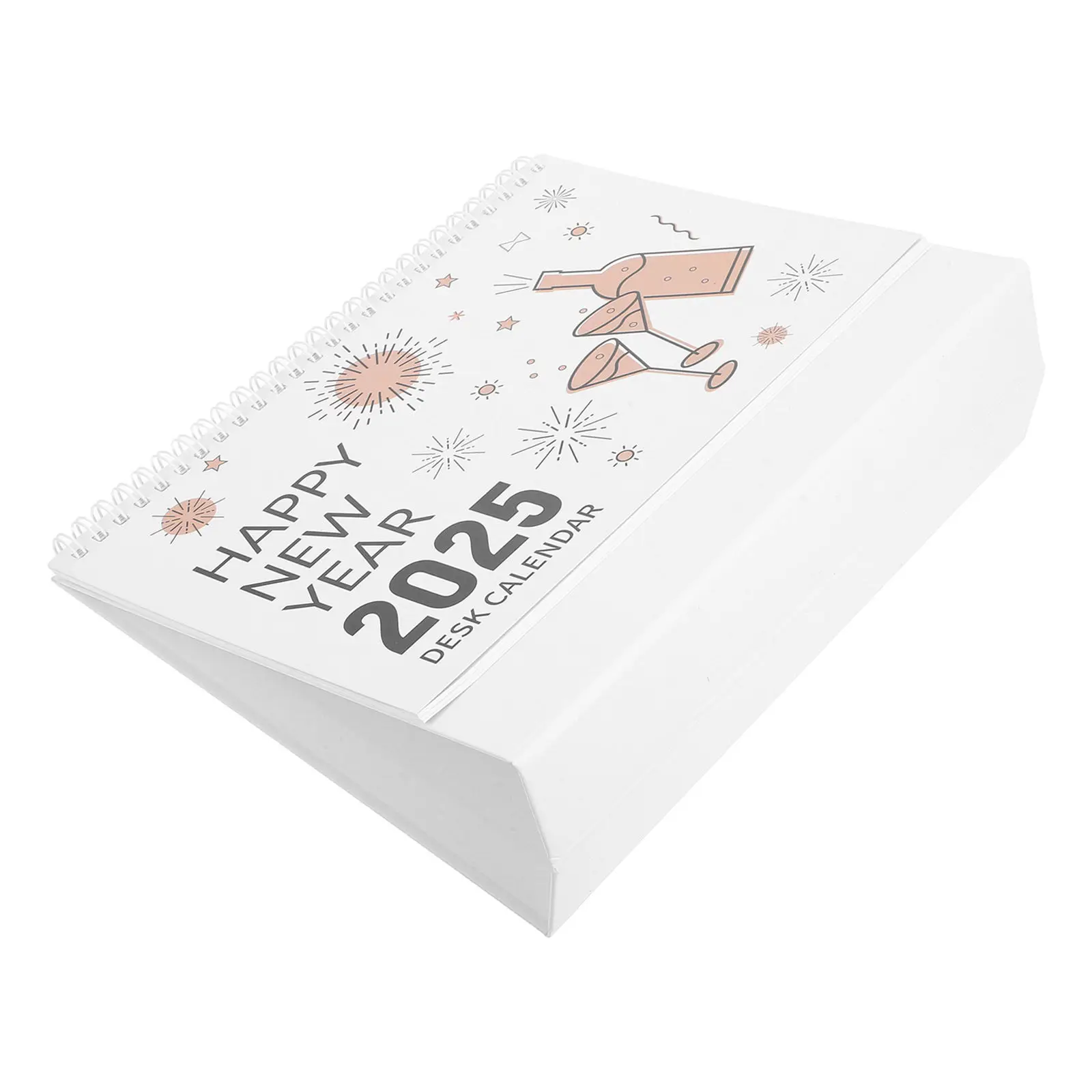 

2025 Standing Flip Desktop Calendar Heavyweight Paper Double Wire Ring 360 Rotation Page Flip for Desk Planning Notes Scheduling