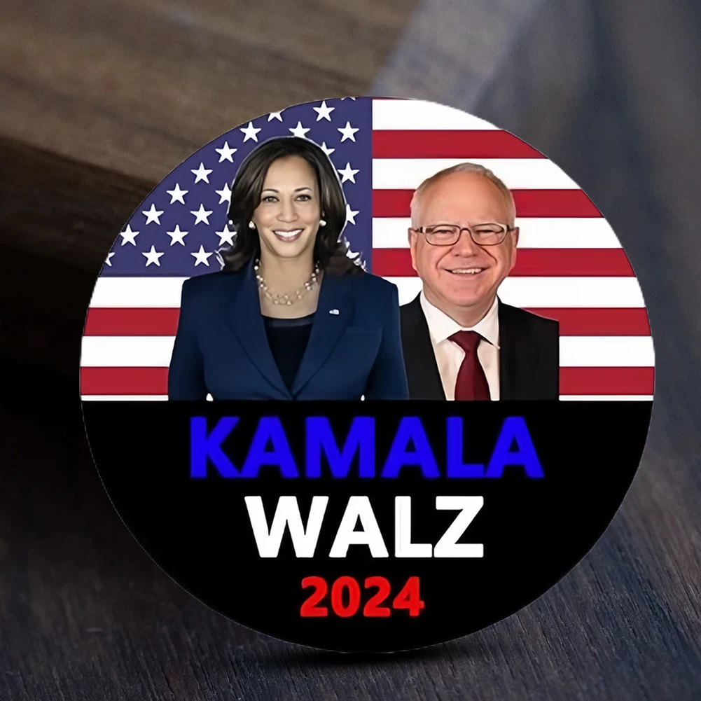 Harris Walz 2024 Kamala Harris Tim Walz Waltz For President Pins And Button Circle Badges Round Chest Pins Brooch Decor