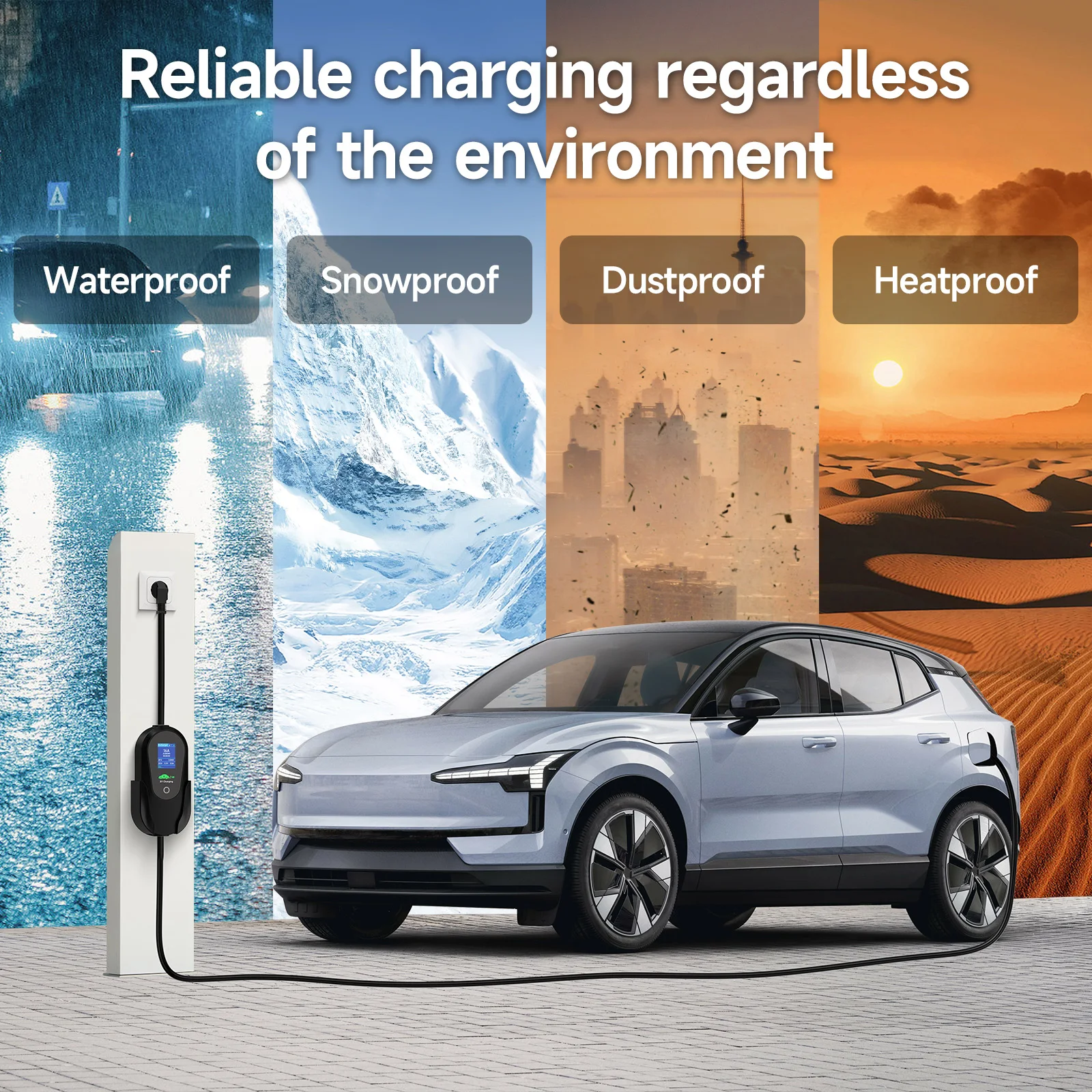 AFEEV 3.6KW Type1 SAE J1772 Portable EV Charger 16A Type2 Electric Car Charger GB/T EVSE Fast Charging Cable WiFi APP Control