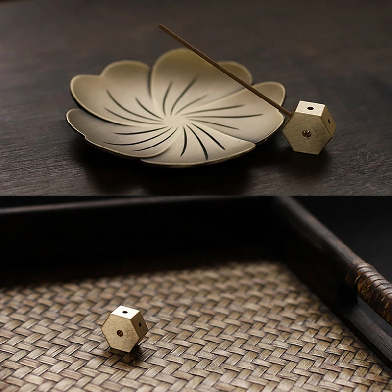 New Home Decor Craft Hexagonal Solid Brass Four Hole Fragrant Stick Holder Incense Holder Household Indoor Line Incense Burner