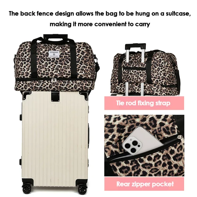 Leopard Printing Travel Bag Large Capacity Sports Gym Bag With Independent Shoe Compartment Weekend Overnight Duffel Bag 6 Leopard Printing Travel Bag Large Capacity Sports Gym Bag With Independent Shoe Compartment Weekend Overnight Duffel Bag – view 6
