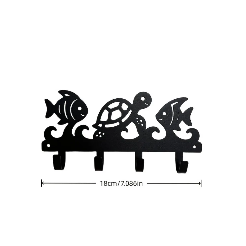 CIFBUY Coastal Turtle Metal Wall Art Key Holder Waterproof Durable Iron Craft Decor For Entryway Bathroom Home Interior Gift