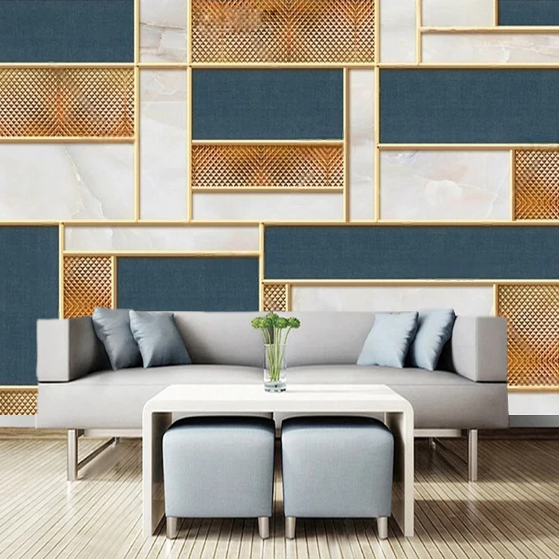 Modern Minimalist Gold-Line Geometric Pattern Assembly And Inlay Personalized Luxury TV Closet And Kitchen Luxurious Decoration