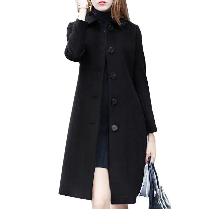 Woolenovercoat Women's Spring 2023 New Style Plus Sizes Slimming Medium-length Woolen Jacket Smooths Your Silhouette