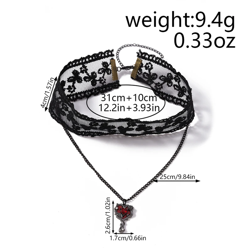 Modische Herz-Halskette für Damen, sexy Spitzen-Choker-Halskette, Mädchen-Halskette für Hochzeit, Party, Festival, Schmuckgeschenke – Detail 4