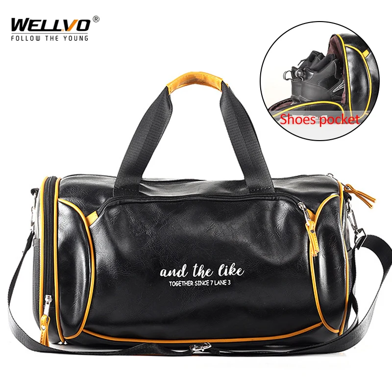 High Quality Leather Travel Bags Large Capacity Luggage Duffle Gym Sports Bag With Shoes Pocket Casual Fashion Handbag XA689ZC